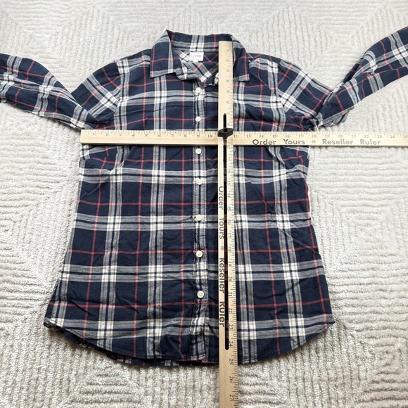 J Crew Perfect Shirt Women S Navy Plaid Button Up Cabincore Preppy Lumberjack - Picture 3 of 8